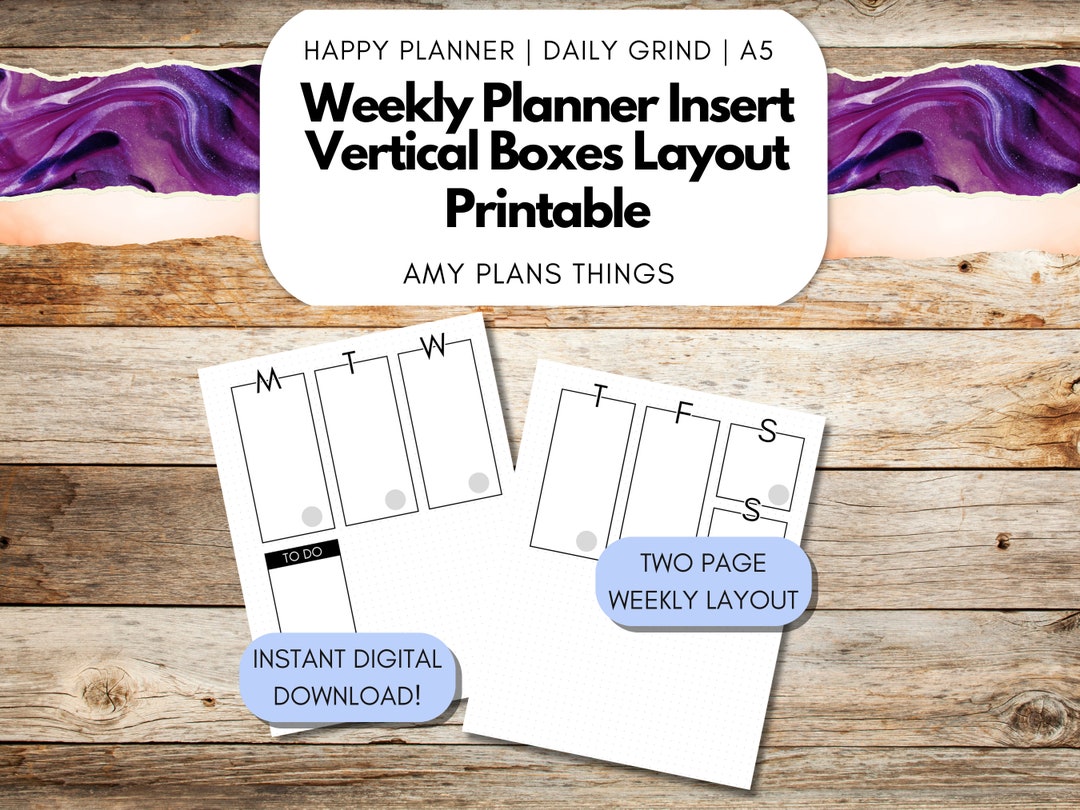 Weekly Planner PRINTABLE Undated Happy Planner, A5, Daily Grind Planner ...