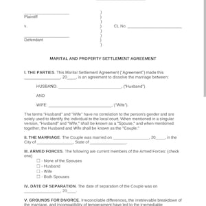 Documenti di divorzio stampabili