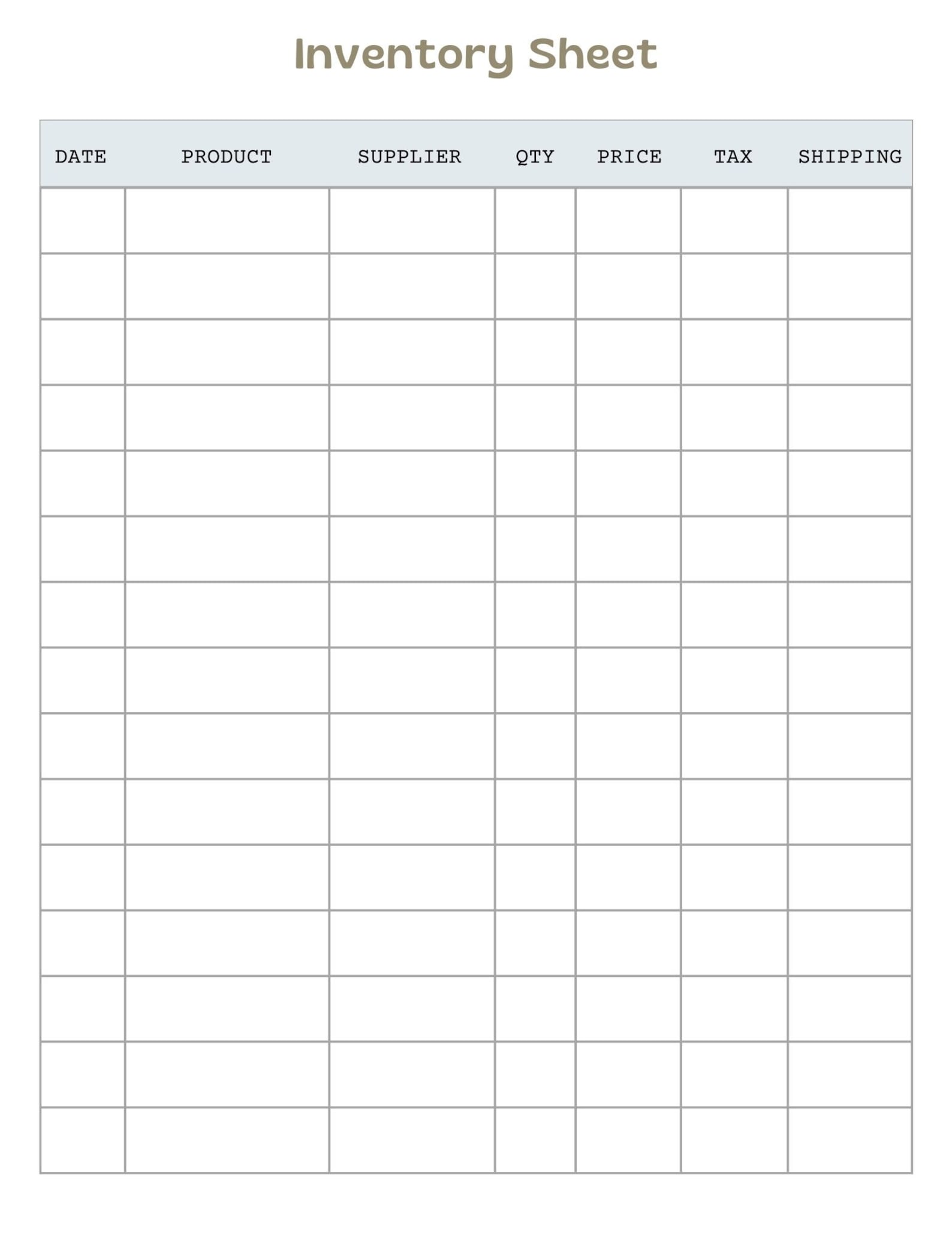 Printable Inventory Sheet Etsy Printable Inventory Sheet Etsy