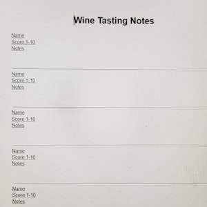 Wine Tasting Notes Printable