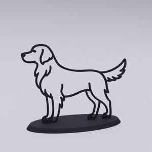 3D Printable Golden Retriever Silhouette: Minimalist Dog Decor (STL File, Commercial License Included)