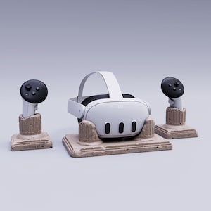 3D Printable | Olympos VR Shrine – Meta Quest 3 Stand for Headset + Controllers