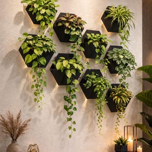 Modern Hexagon Wall Planter: Geometric Minimalist Decor, Succulent holder image 2