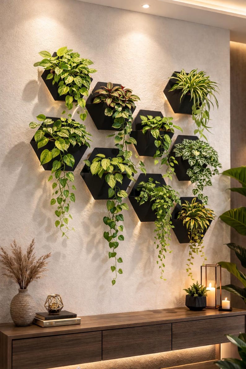 Modern Hexagon Wall Planter: Geometric Minimalist Decor, Succulent holder image 2