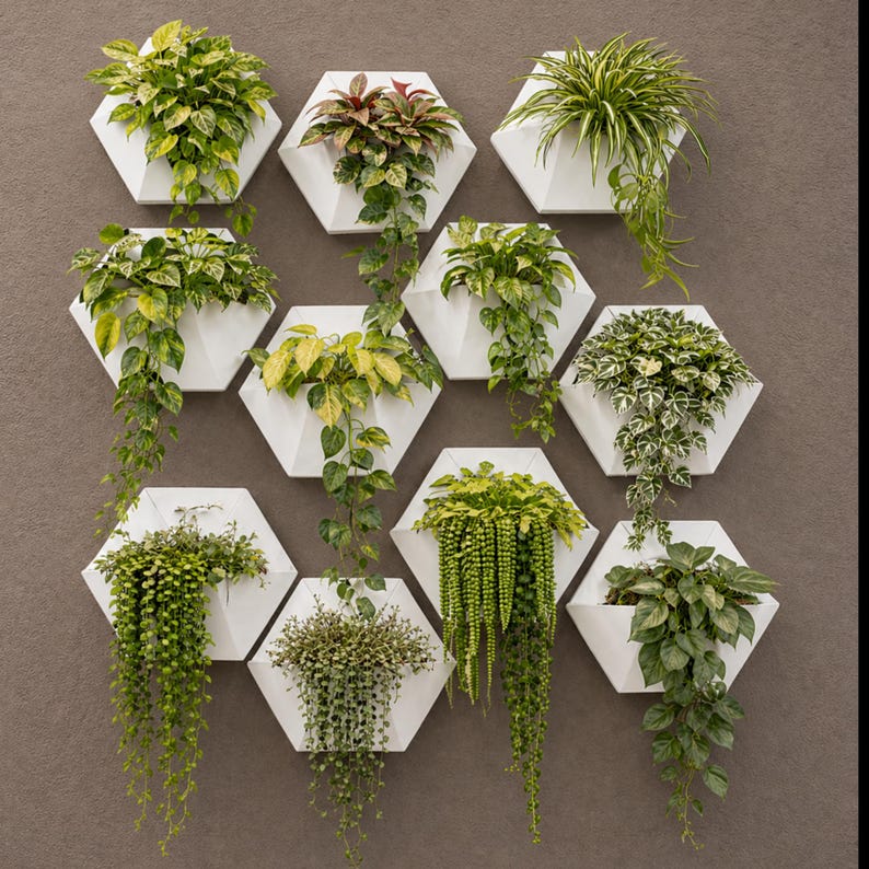 Photo inspiration: Visual Reference: Modern Hexagon Wall Planter Minimalist Geometric Plant Holder Home