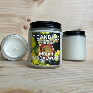 SALE! Indian Sandalwood Soy Candles, Handcrafted Scented Soy Candles, Stress Relief Candle, Aromatherapy Candle 8oz.