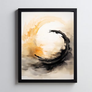 Zen Circle, Enso Circle, Enso Wave, Zen Wall Art, Neutral