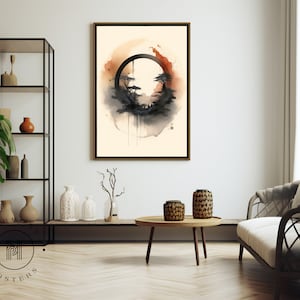 Zen Circle, Enso Circle, Enso Wave, Zen Wall Art, Neutral Abstract Art, Japandi Print, Home Decor,