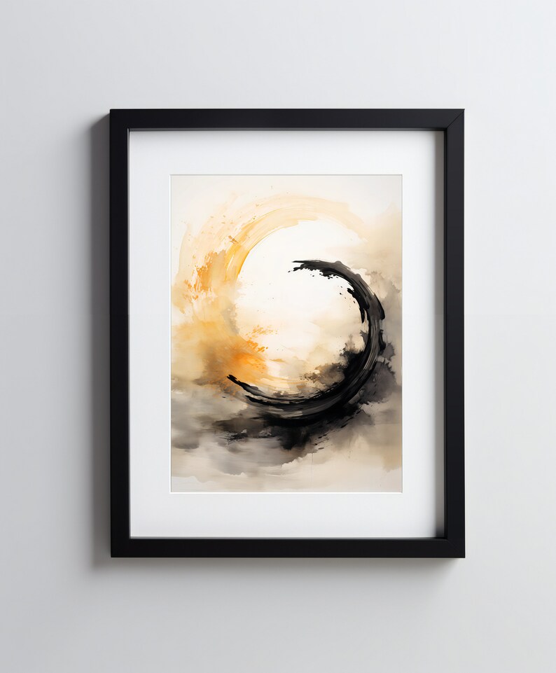 Zen Circle, Enso Circle, Enso Wave, Zen Wall Art, Neutral Abstract Art ...
