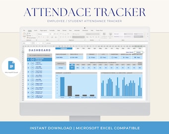 Attendance Tracker: Employee/Student Excel Spreadsheet (Digital Download)