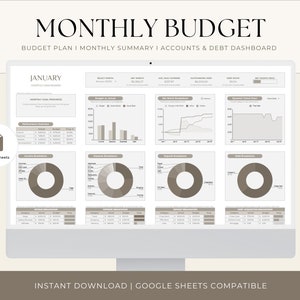 Monthly Budget Spreadsheet, Google Sheets Budget Template, Annual Budget Planner, Finance Planner, Debt, Net Worth, Yearly Budget, Paycheck