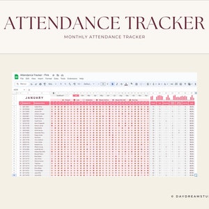 Employee/student Attendance Tracker: Editable Google Sheet (digital ...