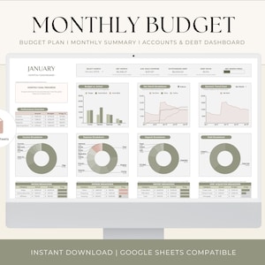 Monthly Budget Spreadsheet, Google Sheets Budget Template, Annual Budget Planner, Finance Planner, Debt, Net Worth, Yearly Budget, Paycheck