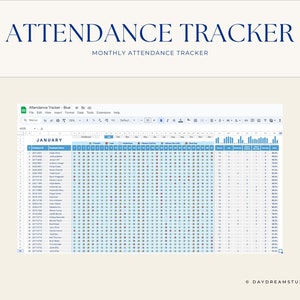 Attendance Tracker Spreadsheet: Employee/student, Automated Dashboard ...