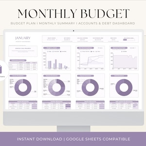 Monthly Budget Spreadsheet, Google Sheets Budget Template, Annual Budget Planner, Finance Planner, Debt, Net Worth, Yearly Budget, Paycheck