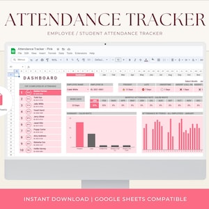 Anwesenheits-Tracker, Abwesenheits-Tracker, Mitarbeiteranwesenheit, Studentenanwesenheit, tägliche Anwesenheitsliste, bearbeitbare Tabelle, Jährliches Dashboard