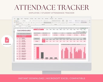 Attendance Tracker: Employee/Student Excel Spreadsheet (Digital Download)
