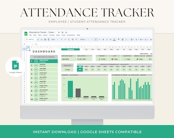 Attendance Tracker Spreadsheet: Employee & Student, Automated Dashboard (Digital Download)