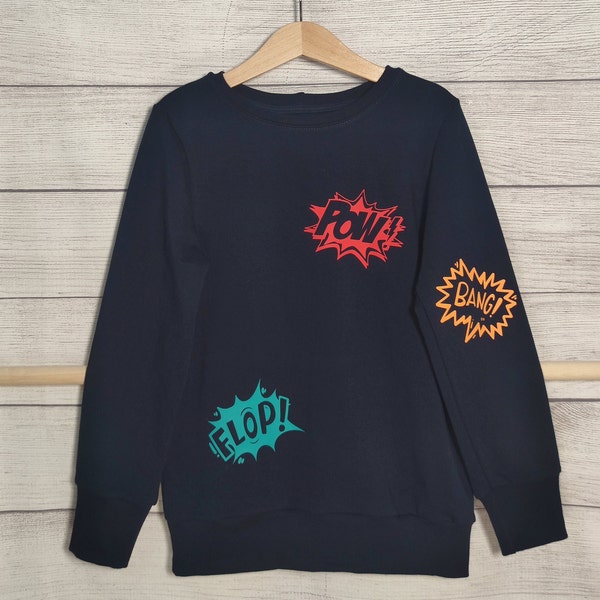 Retro Kinder Pullover - Comic all over - handgemachtes Statement Sweatshirt - verschiedene Größen