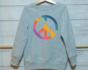 Retro Kinder Pullover - Peace - handgemachtes Statement Sweatshirt - verschiedene Farben und Größen