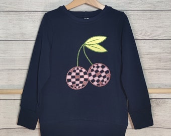 Retro Kinder Pullover - Discokirsche - handgemachtes Statement Sweatshirt - verschiedene Größen und Farben