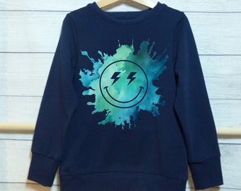 Retro Kinder Pullover - Smiley - handgemachtes Statement Sweatshirt - verschiedene Größen und Farben