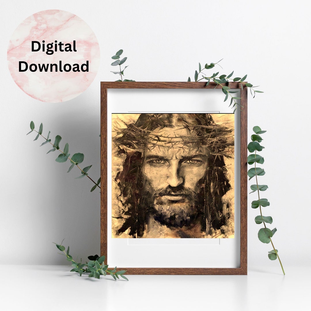 Jesus Portrait, Jesus Wall Art, Jesus Digital Download, Christ Portrait