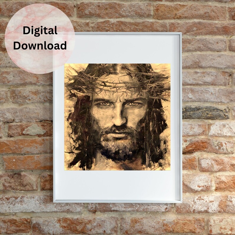 Jesus Portrait, Jesus Wall Art, Jesus Digital Download, Christ Portrait