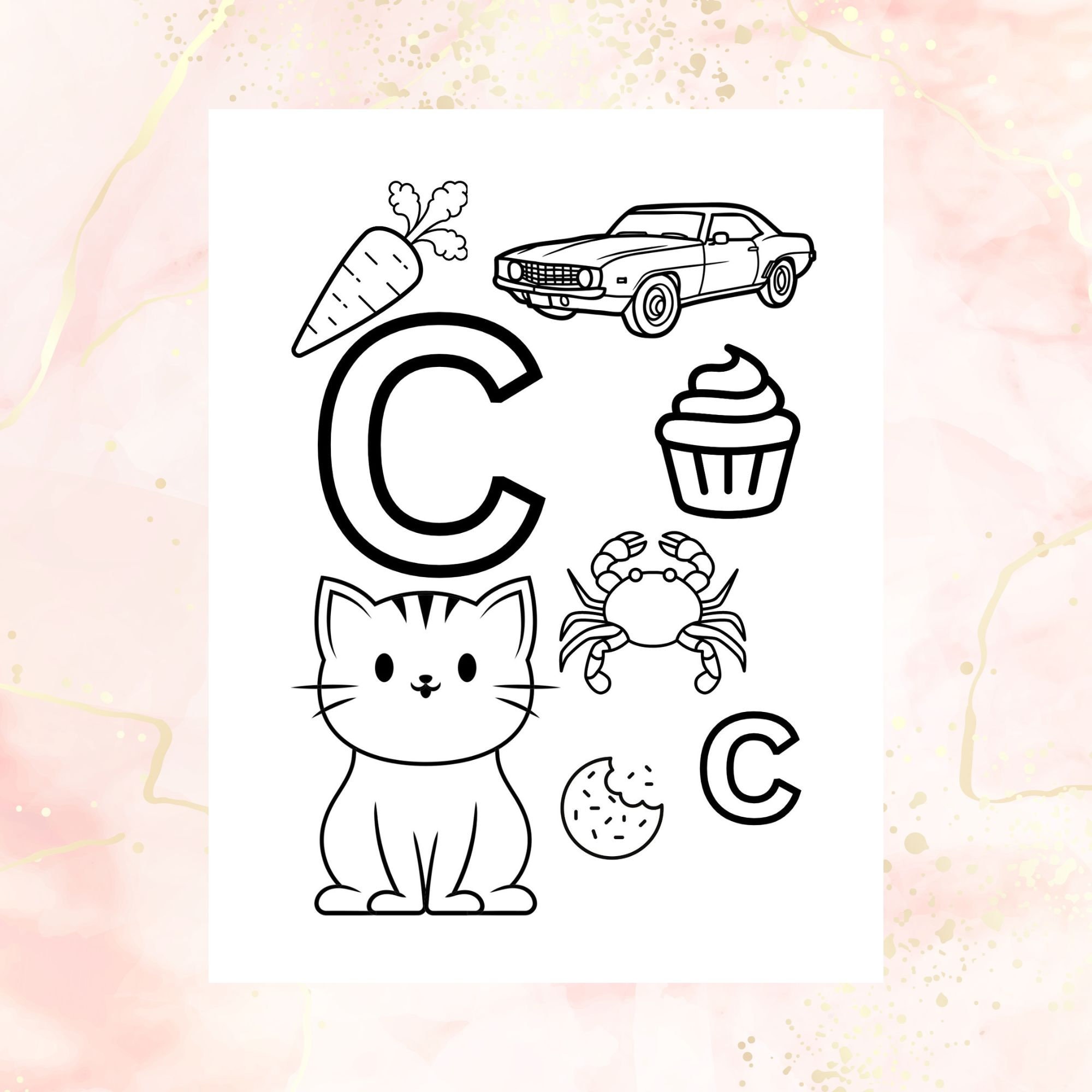 Alphabet Coloring Pages, All 26 Letters, Individual Pages, Digital
