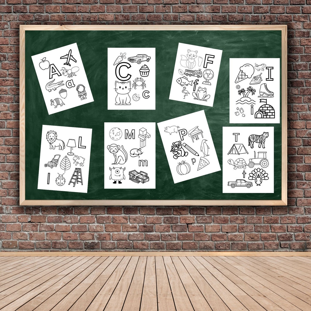 Alphabet Coloring Pages, All 26 Letters, Individual Pages, Digital
