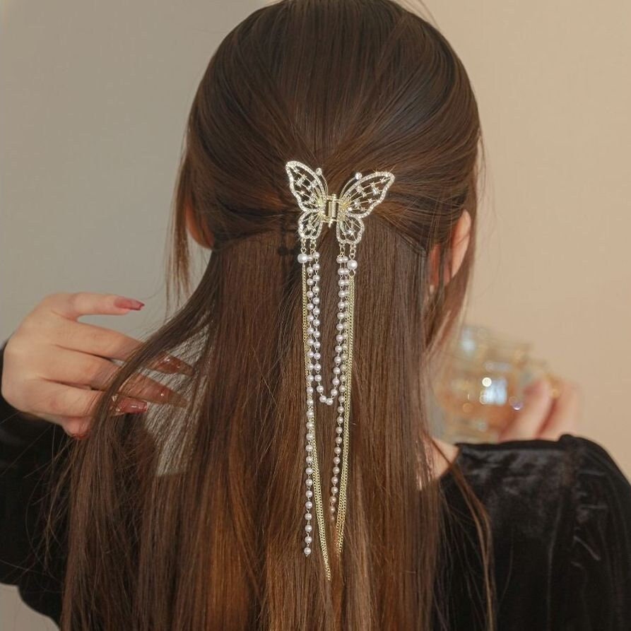 Tassel Bow Hair Clip Women Plush Hair Accessories Large Tongs Pin
