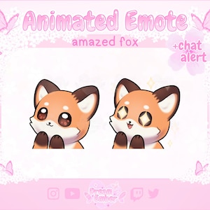 Niedliche animierte Emote Twitch Fuchs Emotes StreamAlert Discord Stickers kawaii tier emotes erstaunt Fuchs-streaming-asset-animation-emote-pack