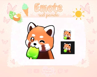 Cute Twitch Emote Red Panda Summer Streaming Asset Discord Sticker kawaii chibi animal emotes twitch summer emote bear stream decor panda