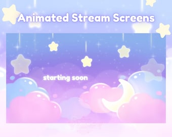 Animated Stream Screens Pastel Clouds Celestial Twitch Overlay
