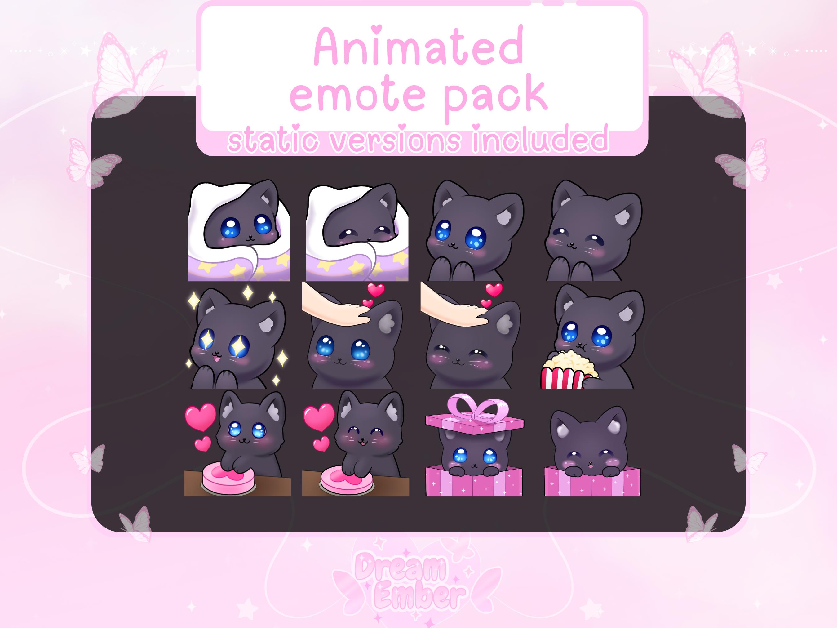 Animated Cat Emote Pack Twitch Cute Black Cat Emotes - Etsy