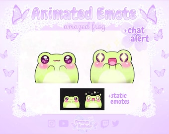 Animated Emote Twitch Cute Frog Emote Wow Stream Alert Discord Stickers cute animal emotes froggy streaming asset frog animation emote pack