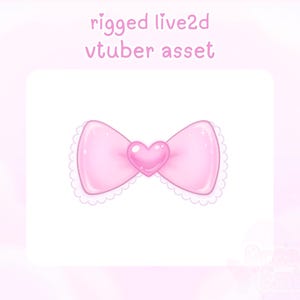 Activo de Vtuber: Lindo lazo rosa, artículo de live2d manipulado, atuendo de vtuber personalizable, artículos kawaii de vtube studio, lazos para el cabello, artículo de transmisión de superposición de Twitch