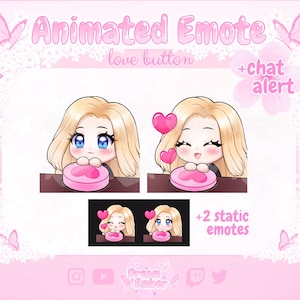 Twitch Animated Girl Emote Cute Chibi Discord Stickers Love Button Emotes blonde girl emote pack chibi vtuber assets stream alerts overlay