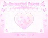 Pink Glitter Heart Animated Emote Twitch Overlay Love Discord Sticker Cute valentines stream overlay