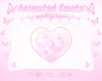 Twitch Animated Emote Pink Glitter Heart Cute Discord Sticker sparkly overlay heart stream decoration kawaii girl channel points love emotes