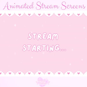 Animated Stream Screens Twitch Overlay Pink Cute streaming overlays sparkling stars hearts  girly animation stream setup gamer girl