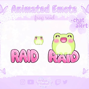 Twitch-geanimeerde emote Frog Raid Chat-waarschuwing Leuke Discord-stickers streaming-item dieren-emotes kawaii vtuber-emotes kikker overlay stream