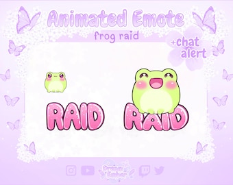 Twitch Animated Emote Frog Raid Chat Alert Cute Discord Stickers animal emotes kawaii vtuber emotes frog overlay stream