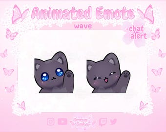 Animated Emote Twitch Cat Waving Emote Chat Alert Discord Stickers Animal Emotes