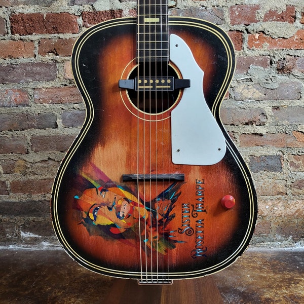 Harmony Stella "Sister Rosetta Tharpe" Parlor Guitar w/ Goldfoil Pickup (1960s, Art by Michael Bond)