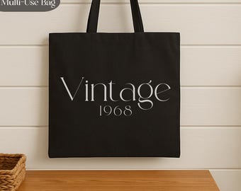 Custom Vintage Year Bag, Personalized Messenger, Tote Bag, Retro Year Gift, Canvas Bag, Birthday Gift, Anniversary Gift, Travel Bag, Cruise