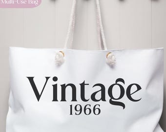 Custom Vintage Year Bag, Personalized Messenger, Tote Bag, Retro Year Gift, Canvas Bag, Birthday Gift, Anniversary Gift, Travel Bag, Cruise