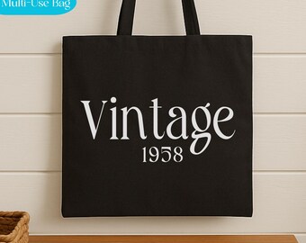 Custom Vintage Year Bag, Personalized Messenger, Tote Bag, Retro Year Gift, Canvas Bag, Birthday Gift, Anniversary Gift, Travel Bag, Cruise