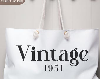 Custom Vintage Year Bag, Personalized Messenger, Tote Bag, Retro Year Gift, Canvas Bag, Birthday Gift, Anniversary Gift, Travel Bag, Cruise