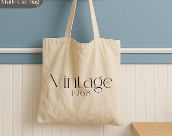 Custom Vintage Year Bag, Personalized Messenger, Tote Bag, Retro Year Gift, Canvas Bag, Birthday Gift, Anniversary Gift, Travel Bag, Cruise
